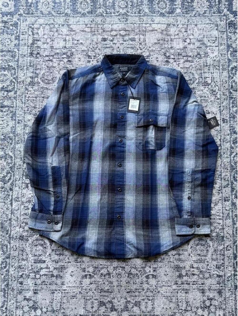 FILSON Rustic Plaid Oxford Shirt Men's Size M Indigo/Black/Charcoal